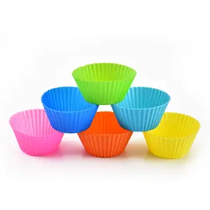 FX工厂硅胶圆形可重复使用的彩色食品级小DIY 3D烘焙圆头马份杯蛋糕模