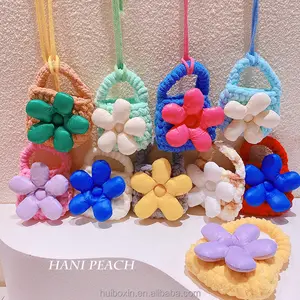 New Cute Mini Hand Crocheted Handbag With Big Flower Children Kids Photo props Girls Knitted Hand bag
