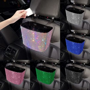 <span class=keywords><strong>Poubelle</strong></span> de voiture en cristal de diamant Fujong CTC-005, organisateur de <span class=keywords><strong>coffre</strong></span> étanche en ABS et strass, options colorées - Product Image 2