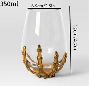 Spooky <strong>Gothic</strong> Skeleton Claw Stemless Wine <strong>Glasses</strong> Halloween Themed Clear Whiskey <strong>Glasses</strong> for Home Bar Party Decor Holiday Gifts - Product Image 3