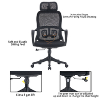 Chaise de bureau ergonomique traditionnelle pour cadre, réglable en hauteur, dossier haut en maille, accoudoirs fixes, idéale pour l'école, l'hôpital ou l'atelier