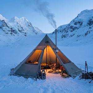 Carpa Grande para 5-8 Personas con Abertura para Estufa y Protección contra Nieve, 4 Estaciones, 210T Ripstop, Diseño a Cuadros, para Exteriores, Capacidad Profesional de 5.0m - Product Image 2