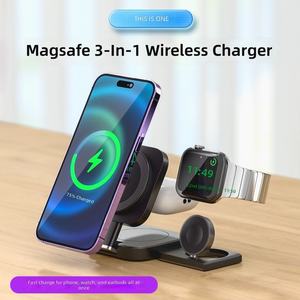 Cargador Inalámbrico Magnético 3 en 1 LISEN Popular de 15W con Carga Rápida, Soporte para Teléfono, Accesorios Esenciales de Viaje para iPhone y Reloj Inteligente - Product Image 2