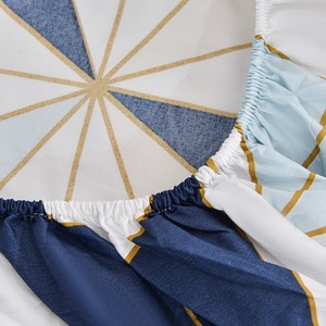 Parure de draps plats 3 pièces <span class=keywords><strong>en</strong></span> polyester 100% de haute qualité, motif bleu simple, pour mariage, ODM/OEM, <span class=keywords><strong>en</strong></span> promotion - Product Image 4
