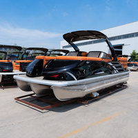 Bateau ponton en aluminium de 22 pieds - Tri-Toon 12 places avec auvent Bimini, moteur hors-bord, certifié CE, remorque en option, pour croisière de loisirs