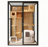 Villa pour chat panoramique en verre, grande cage pour chat, maison pour chat en bois pratique, maison pour chat d'intérieur, armoire pour chat