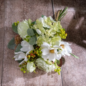 CallaFloral Fleurs Artificielles Bouquet d'Hortensias et de Roses en Tissu Plastique Tressé Décoration Maison Mariage CF01410 - Product Image 3