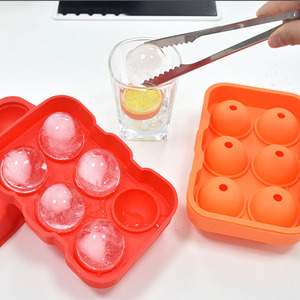 แม่พิมพ์ซิลิโคนทำน้ำแข็ง 6 ช่อง ถาดทำน้ำแข็งทรงสี่เหลี่ยม แม่พิมพ์ทำน้ำแข็งทรงกลม ถาดทำน้ำแข็งพร้อมฝาปิด สำหรับวิสกี้ - Product Image 6