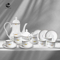 Service de table en porcelaine osseuse géométrique monogramme noir-or de qualité supérieure, vaisselle en céramique personnalisable pour hôtel, banquet, maison