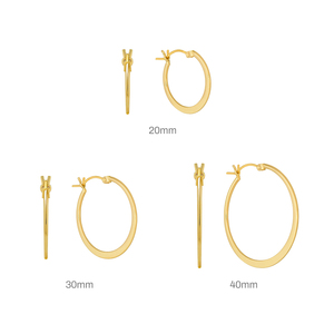 Aretes de Aro Grandes CANNER de 20mm, 30mm, 40mm, Chapados en Oro de 18K, Varios Tamaños, Plata 925 - Product Image 5