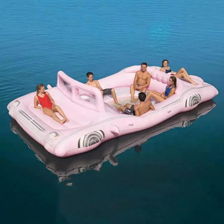 Retro Pink Limo Island flotador gigante 6 personas piscina accesorios para adultos piscina inflable gigante boca grande piscina flotador