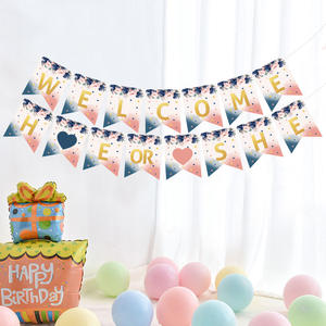 Striscione di benvenuto moderno del bambino con la piccola coda di pesce luna piena di <span class=keywords><strong>un</strong></span> <span class=keywords><strong>anno</strong></span> di festa decorazione elegante frac Banner - Product Image 1