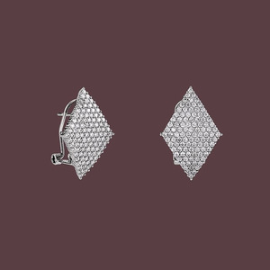 Orecchini a forma di diamante per donna, gioielli geometrici scintillanti con pavé completo - Product Image 3