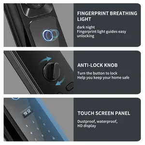 NeweKey paslanmaz çelik kapı kolu ile ev güvenlik WIFI Tuya APP parmak izi dijital akıllı elektrik akıllı kapı kilidi