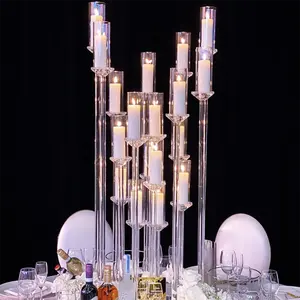 ZT-323L meubles En Gros cristal clair grand candélabre en cristal de mariage bougeoirs pièce maîtresse