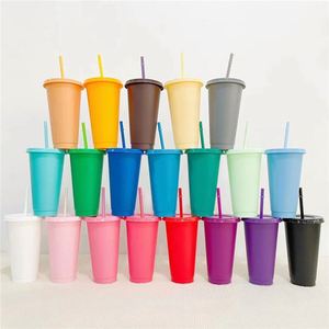 Factory Price <b>Reusable</b> 16Oz/24Oz Single Wall Plastic Coffee <b>Cups</b> Bpa Free Leak-Proof Drinking Grande Travel Cold Mugs Party - Product Image 3
