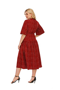 Loose Plus Size Mulheres Gordas Dot Senhoras Coreano Roupas Vestido Mesmo Vestidos - Product Image 2
