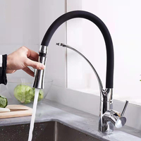 Robinet de cuisine moderne flexible en alliage de silicone extractible, rotation à 360 degrés, double jet, mitigeur d'évier pour projets d'appartements