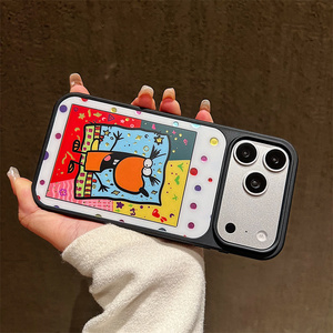 เคสโทรศัพท์ลายลูกสุนัขน่ารักไล่สี สำหรับ iPhone 17 16 15 14 13 Pro Max ลายจุดเลเซอร์สีทอง กราฟฟิตี้สีรุ้ง - Product Image 3