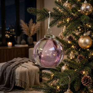 Ornement de Noël en verre violet transparent, boule faite à la main, décoration intérieure - Product Image 3