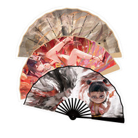 Éventail pliant en soie personnalisé avec technique d'impression, style chinois, pour cadeaux promotionnels - Vente en gros DIY