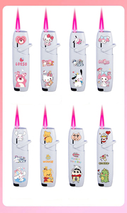 Hello Kitty Cartoony Rocker Cánh Tay Nhẹ Hơn Windproof Ngọn Lửa Màu Đỏ Gas Refill Cho Cô Gái Kim Loại Thuốc Lá Gạt Tàn - Product Image 4