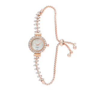 Reloj de cuarzo redondo de moda para mujer con esfera pequeña y pulsera ajustable Reloj de diamantes de imitación - Product Image 3