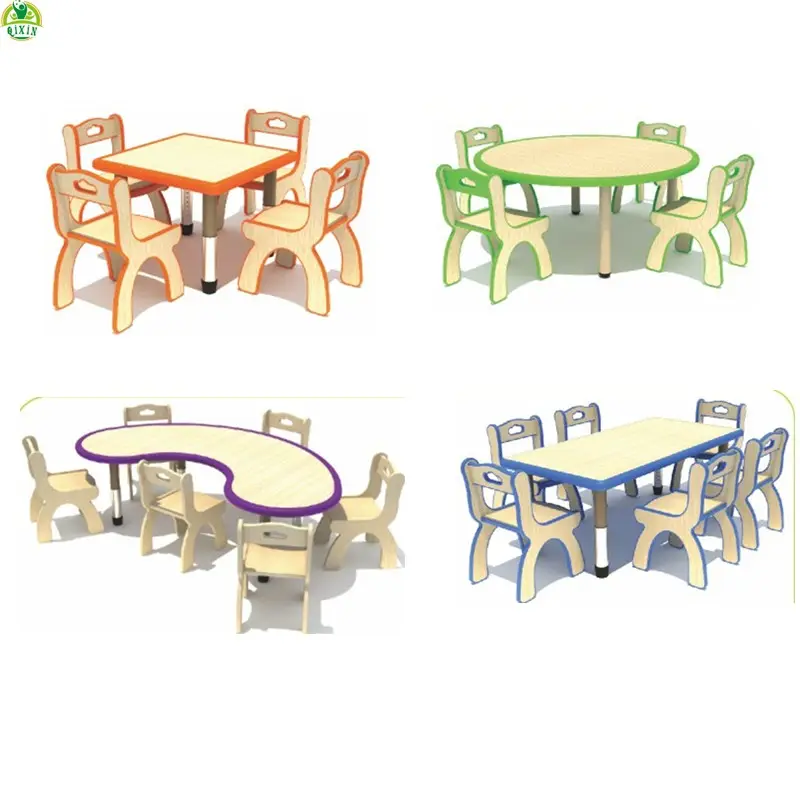 2021新しい子供のためのモダンで安い折りたたみ式学習テーブル、子供用プラスチック学習テーブルデザイン、子供用ラウンドテーブルチェアセット