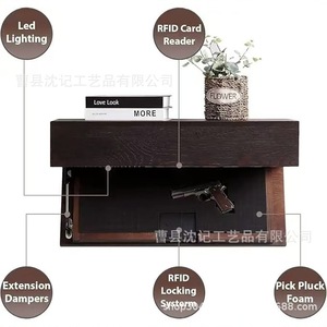 Wooden Floating <b>Shelf</b> With Hidden Compartment <b>Wall</b> <b>Mounted</b> Storage For Living Room Decor Rectangle Shape Large Capacity - Product Image 3