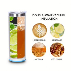 Laser Engrave 20oz 600ml DIY Gift Stainless Steel Skinny Straight Travel <b>Coffee</b> Mug Powder Coated Insulated Tumbler with Lid - Product Image 5