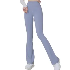 Vita alta fitness yoga asciugatura rapida spettacolo traspirante leggings a gamba larga sottili leggings sportivi da donna pantaloni da yoga di moda