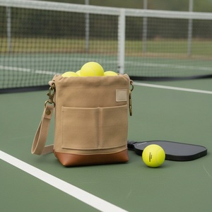 Pochette à cordon en toile cirée pour balles de pickleball 12 oz, légèrement cirée, avec logo personnalisé, vente en gros, pour balles de tennis - Product Image 3