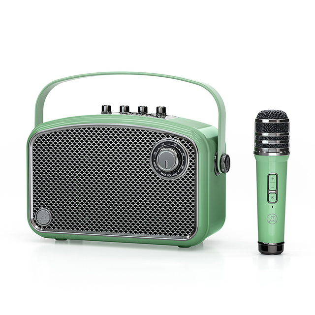 Fashion Retro Mini Portable Bluetooth Karaoke Speaker with Microphone Active Outdoor Plastic Cabinet