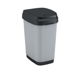 Cestino Basculante a Doppia Apertura Grigio e Nero 26x37x47,5cm 30/35LT - Product Image 1