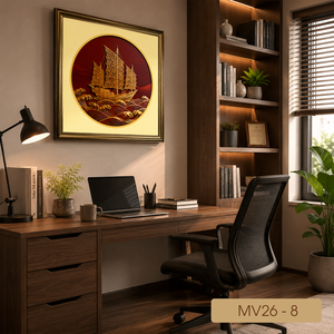 Cuadro Decorativo Exclusivo con Hojas de Oro en Relieve, Arte para Decoración del Hogar, Paisaje Marino, Modelo de Fábrica Vietnamita MV26-8, Tamaño 60x60cm - Product Image 4