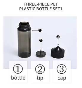 Vente en gros de flacons d'huile essentielle noire pour soins de la peau de 30ml flacons de gouttes de jus vides en plastique pour les yeux avec compte-gouttes - Product Image 3