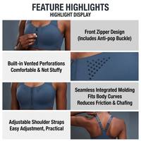 Soutien-gorge de sport à maintien élevé pour femmes, pour poitrines généreuses, avec fermeture éclair frontale, bretelles larges réglables, dos croisé, pour l'entraînement et le fitness