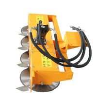 Sierra para cortar árboles para tractor con cargador frontal / Sierra para madera para excavadora con 110 cm de ancho de corte y 3 hojas de sierra