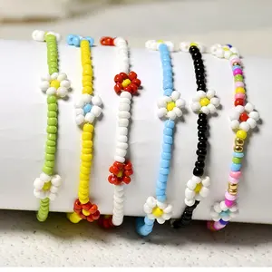 Newest Sunflower Seed Beads Beaded Bracelet Minimalist Colorful Flower Rice Beads Bracelet For Women