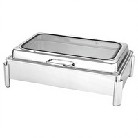 Restaurant Edelstahl 9L Alkohol-Buffet-Set Speisenwärmer Chafing Dish mit Digitalanzeige Touchscreen-Steuerung 85-100°C Temperaturhaltefunktion