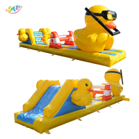 Parcours d'obstacles gonflable de qualité commerciale en forme de canard jaune avec toboggan, structure gonflable Scuba Duck pour événements et locations de fêtes
