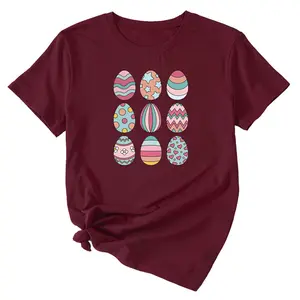 패션 여성 티셔츠 2024 새로운 계란 패턴 여성 티셔츠 인쇄 여성 캐주얼 라운드 넥 짧은 소매 티셔츠