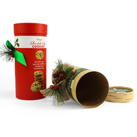 Boîte d'emballage alimentaire en carton cylindrique personnalisée pour macaron, brownie, dessert, pain d'épices de Noël, tube en papier cadeau