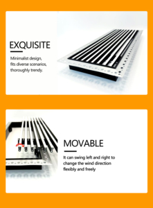Rejilla de Ventilación HVAC de Aluminio Moderna y Duradera para Exteriores, con Marco Empotrado y Diseño de Asador Lineal para Sala de Estar y Sótano - Product Image 3