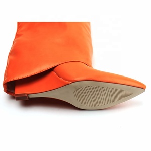 Customized <b>Boots</b> Orange Wedge Heel Shoes Winter Women <b>on</b> Pants <b>Boots</b> Knee High Fashion Big Size 43 - Product Image 6