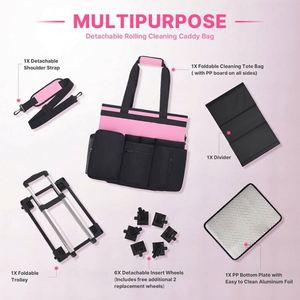 Custom High Grade Waterproof <b>Canvas</b> Picnic <b>Rolling</b> Car Cleaning Caddy Bag Wheels With Detachable Trolley - Product Image 3