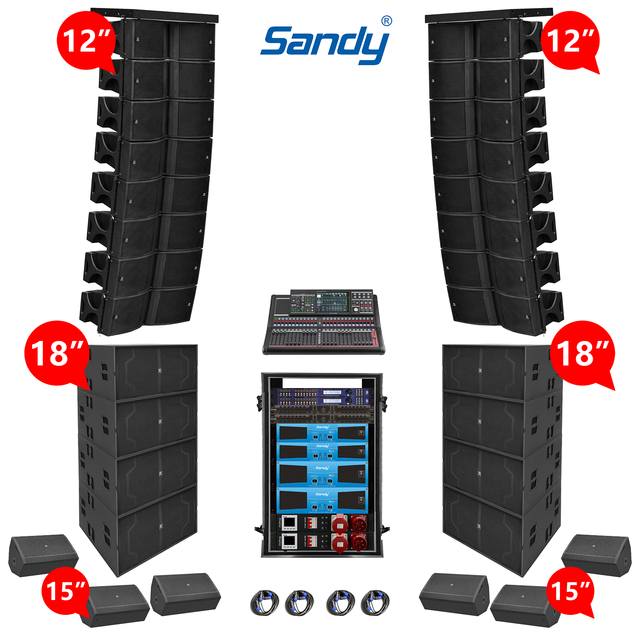Wholesale Dual 12 Inch Line Array DJ Speaker Set with Passive 18 Inch Subwoofer Professinal Outdoor PA Sound System for Church