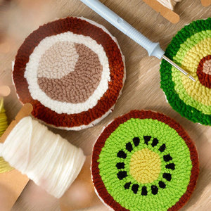 Kit de broderie punch DIY motif floral ; Sous-verre brodé fait main durable ; Kit d'artisanat punch pour enfants débutants - Product Image 5