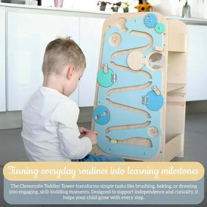 Taburete de cocina multiusos para niños pequeños <span class=keywords><strong>Pikler</strong></span>, almohadillas de fieltro antideslizantes para torre de actividades de madera de altura ajustable todo en uno - Product Image 3
