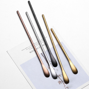 Cuchara de Acero Inoxidable 304 Japonesa Única con Recubrimiento PVD, Cuchara para Azúcar, Regalo, Mango Largo, Cuchara Estrecha para Postre y Café - Product Image 1